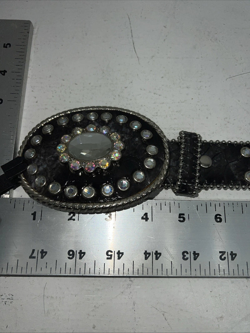 New Black Nocona Genuine Leather Bling Belt Large #N3424601 W-15