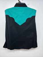 New women’s Cumberland Blue Black Sleeveless Pearl Snap Large TT-30