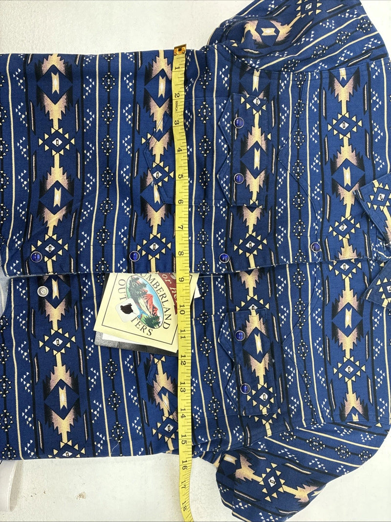 New Women’s Cumberland Blue Western Short Sleeve Pearl Snap Small DD-66