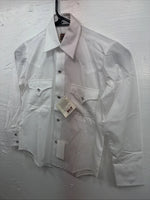 New Kids ELY Cattleman White Long Sleeve Pearl Snap Size 8 DD-51