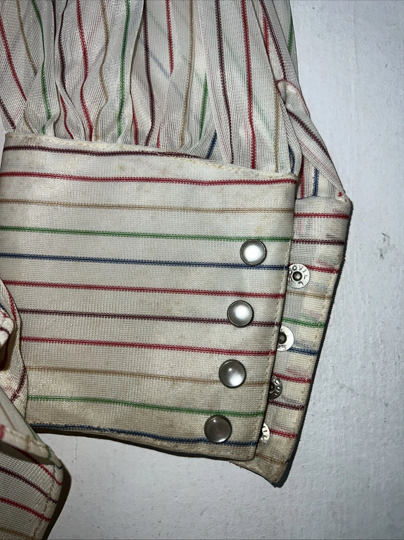 New Men’s Rainbow Striped Rockmount Ranchwear Pearl Snap Long Sleeve M I-39