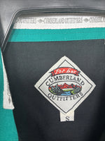 New Women’s Cumberland Black Blue Sleeveless Pearl Snap Small TT-138
