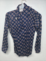 New Women’s Tem Tex Blue Design Long Sleeve Pearl Snap Size 32 MM-61