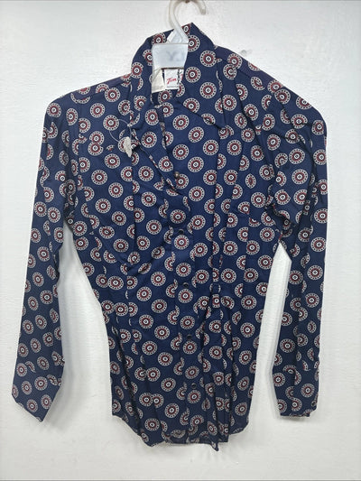 New Women’s Tem Tex Blue Design Long Sleeve Pearl Snap Size 32 MM-61