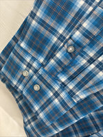 New Men’s ELY Cattleman Blue Yellow Plaid Long Sleeve Button Up XL R-53