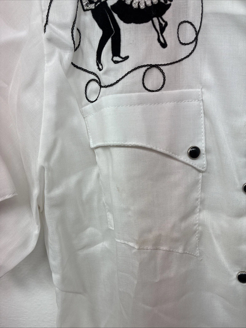 New Women’s Rockmount White Long Sleeve Pearl Snap Size 34 LL-20