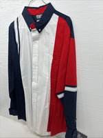 New Men’s Brooks & Dunn Red Blue White Long Sleeve Button Up 2XL H-70