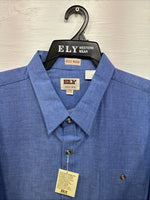 New Men’s ELY Cattleman Blue Long Sleeve Button Up 20.5 X 36 4XL E-99