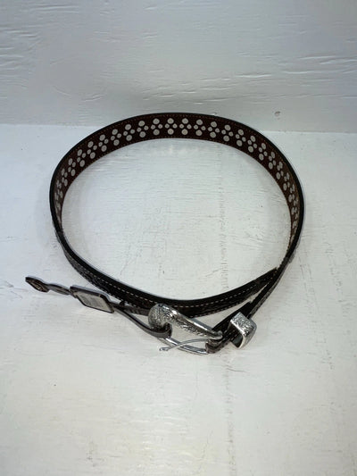 New Brown Genuine Leather Nocona Silver Bling 32” Belt #2434002 JJ-144
