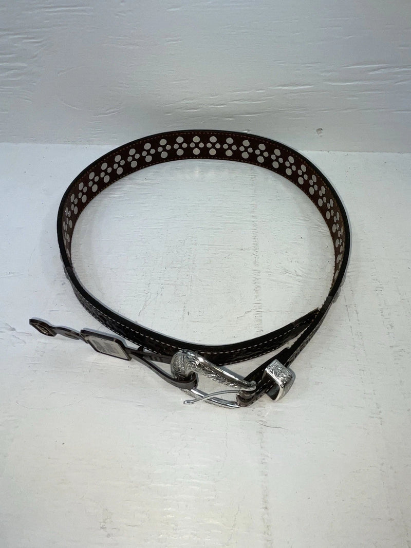 New Brown Genuine Leather Nocona Silver Bling 32” Belt #2434002 JJ-144