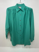 New Women’s Green H Bar C Long Sleeve Button Up Shirt 3B-32