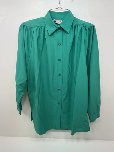 New Women’s Green H Bar C Long Sleeve Button Up Shirt 3B-32