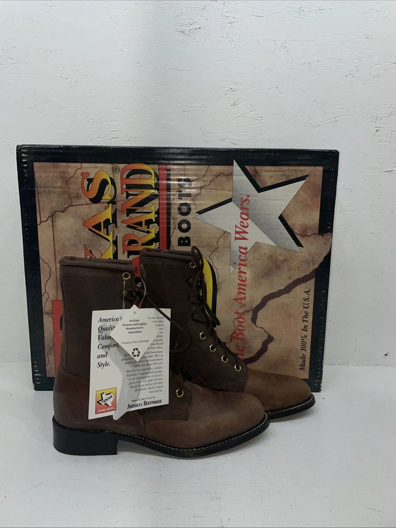 New Women’s Brown Lace Up Texas Brand Cowboy Boots. 4479 5 M. 2-42