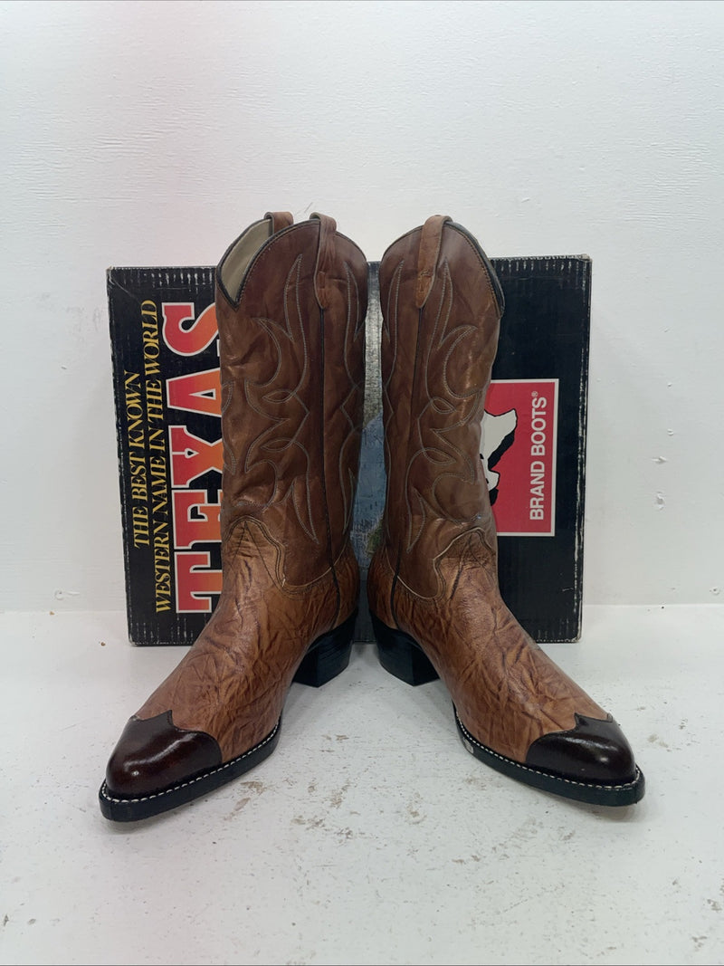 New Men’s Brown Texas Brand Cowboy Boots. 1081 10.5 10 1/2 E E. 8-38