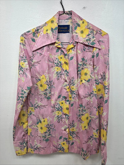New Women’s Panhandle Slim Pink floral Long Sleeve Pearl Snap 10/32 KK-11