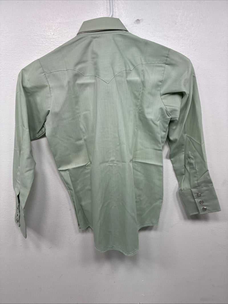 New Women’s Karman Green Long Sleeve Pearl Snap Size 8 YY-23