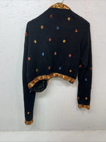 New Women’s Black I Did It Short Jacket With Beads Small UU-68