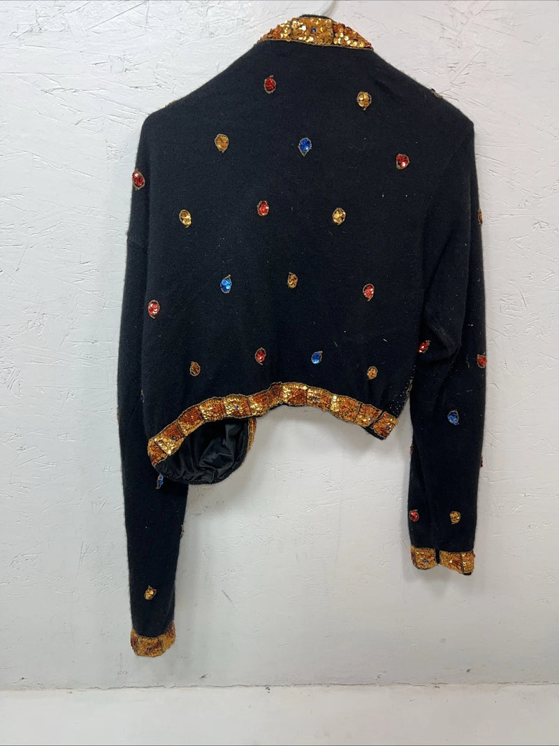 New Women’s Black I Did It Short Jacket With Beads Small UU-68