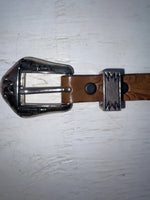 New Brown Genuine Leather Tooled 34” Belt #SR502 Z-115