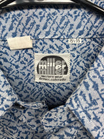 New Men’s Miller Blue Deigned Long Sleeve Pearl Snap 15.5 Medium II-102