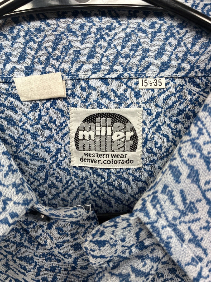 New Men’s Miller Blue Deigned Long Sleeve Pearl Snap 15.5 Medium II-102