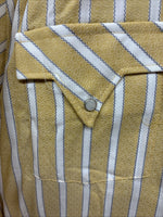 New Men’s Fenton Yellow White Stripe Long Sleeve Pearl Snap 16 Large Q-47