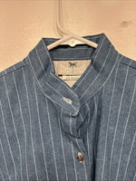 New Women’s Cowboy Threads Blue Stripe Long Sleeve Button Up Medium YY-79