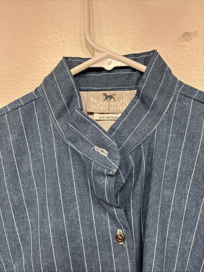 New Women’s Cowboy Threads Blue Stripe Long Sleeve Button Up Medium YY-79
