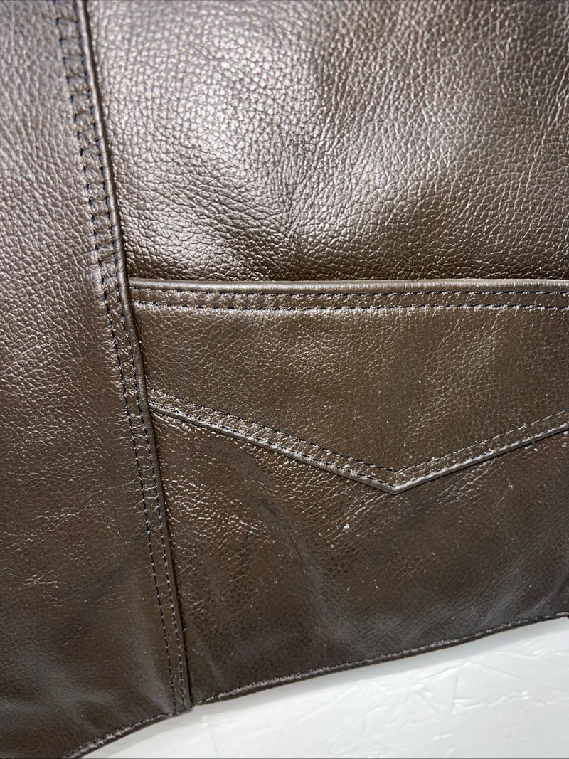 New Western Express Men’s Brown Leather 3XL Vest QQ-23