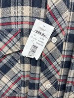 New Men’s White Horse Brown Blue Plaid Long Sleeve Pearl Snap Large Tall X-74