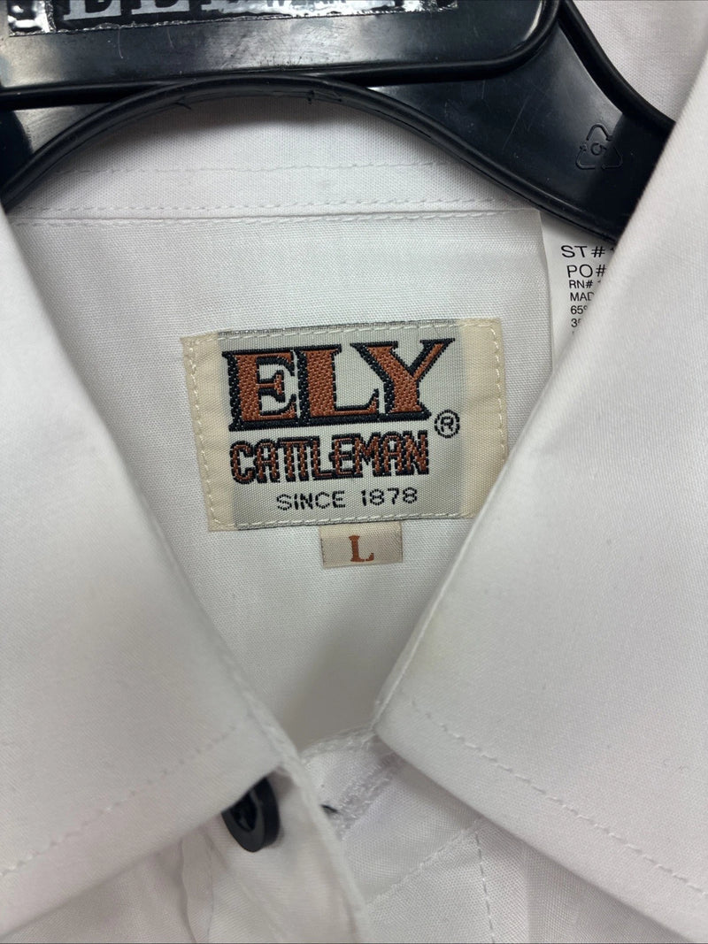 New Kids ELY Cattleman Western White Long Sleeve Pearl Snap Large DD-60
