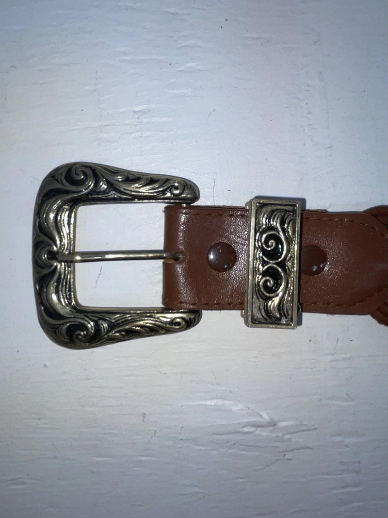 New Brown Genuine Leather Braided 32” Belt #02/4709 JJ-6