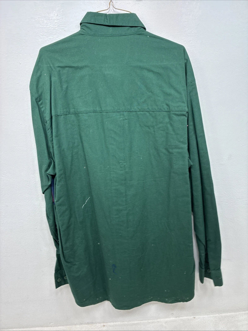 New Women’s San Angelo Green Design Long Sleeve Button Up Size Large TT-72