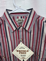 New Kids ELY Classic Red Stripe Long Sleeve Pearl Snap Medium CC-80