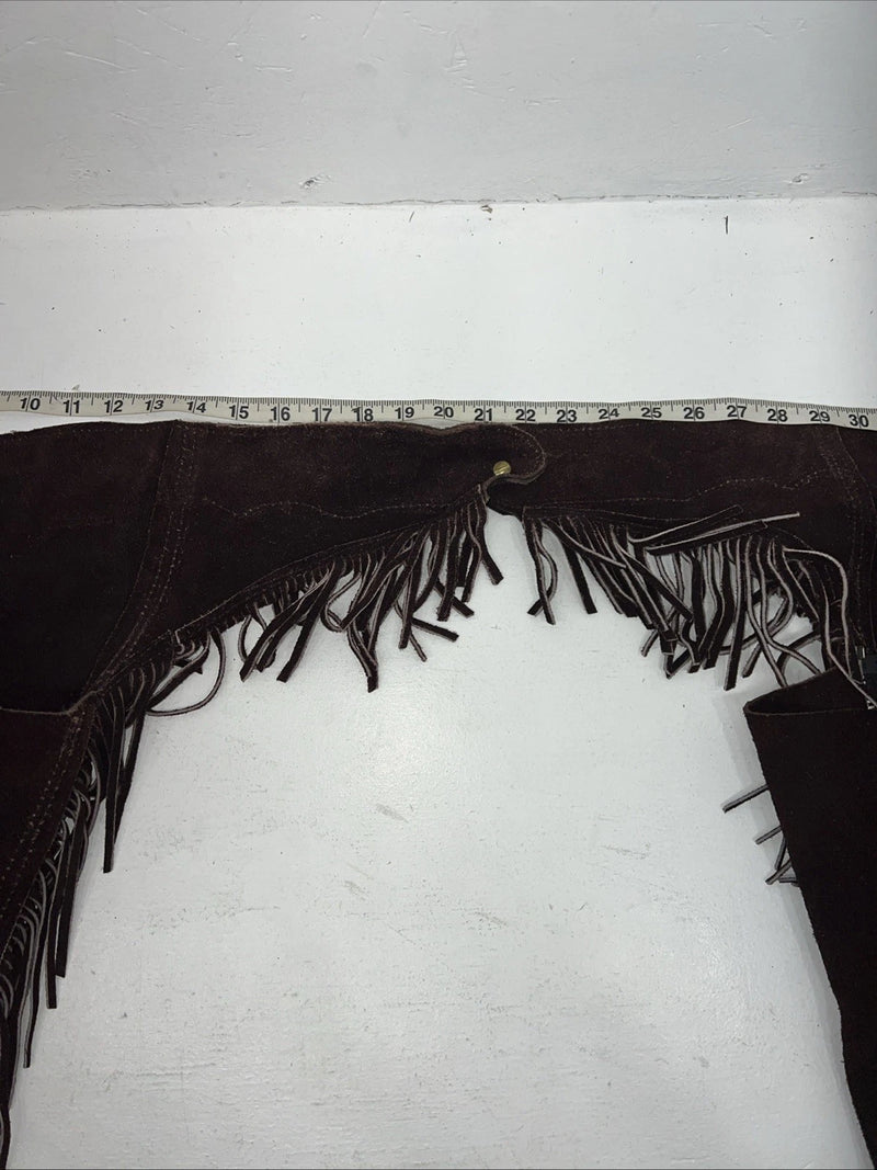 NOS Brown Show Chaps With Fringe Adjustable Waist 38” N-38