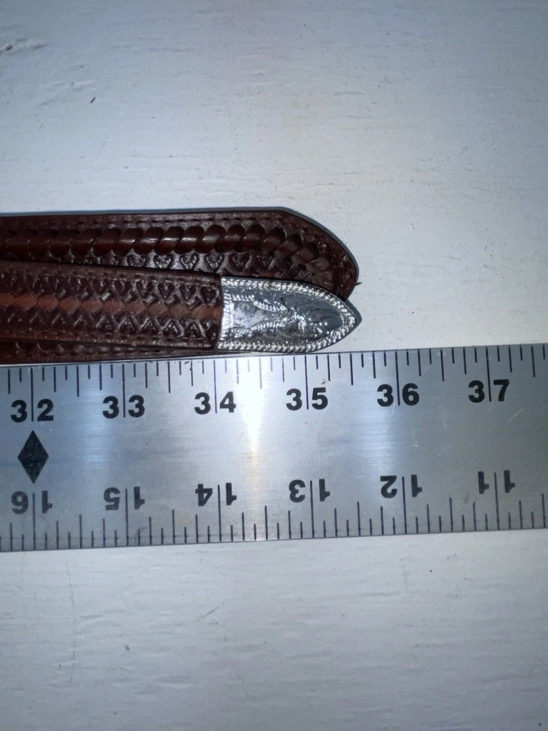 New Brown Genuine Leather Nocona Tooled And Weaved 28” Belt #2420002 NN-26
