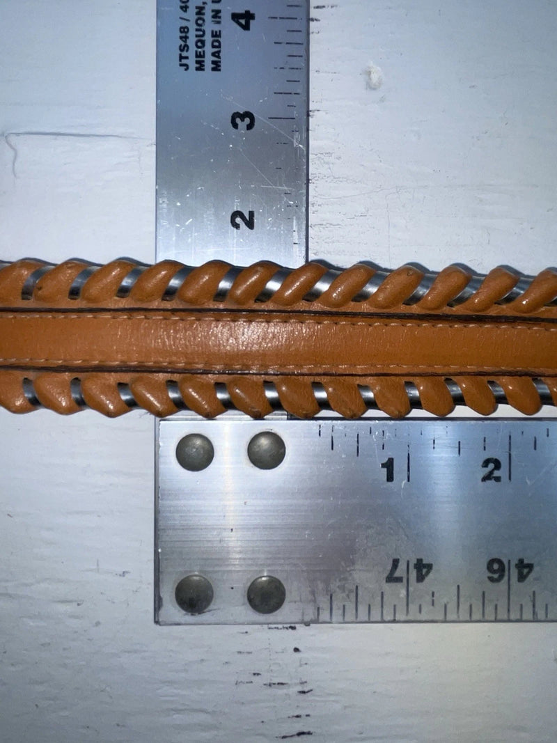 New Brown Genuine Leather Circle Y Weaved 30” Belt #8388 JJ-155