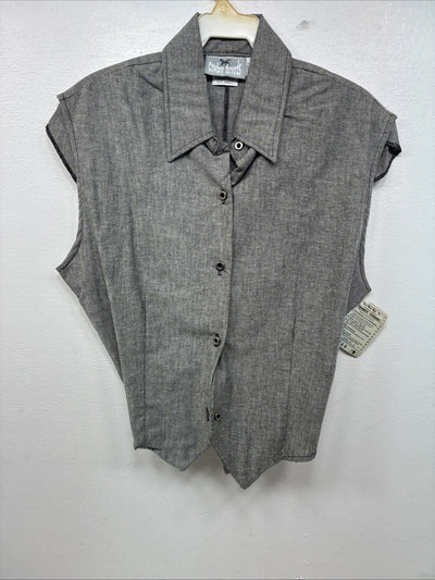 New Women’s Cowboy Threads Gray Sleeveless Button Up Size Small TT-46