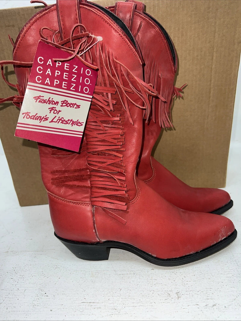 New Women’s Red Fringe Capezio Cowboy Boots. L 693 6 M. 19-33