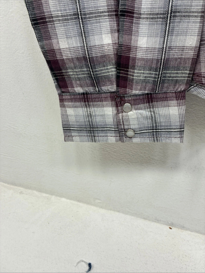 New Women’s Cumberland Purple Plaid Long Sleeve Pearl Snap Size 3X KK-85
