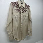 New Men’s Champion Western Tan Long Sleeve Pearl Snap 15 X 34 Medium B-51 