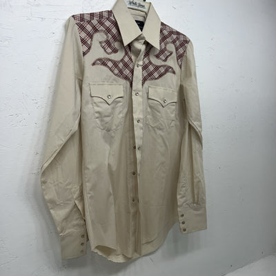 New Men’s Champion Western Tan Long Sleeve Pearl Snap 15 X 34 Medium B-51