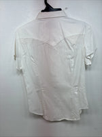 New Women’s Denum Jeans White Short Sleeve Button Up Medium YY-122