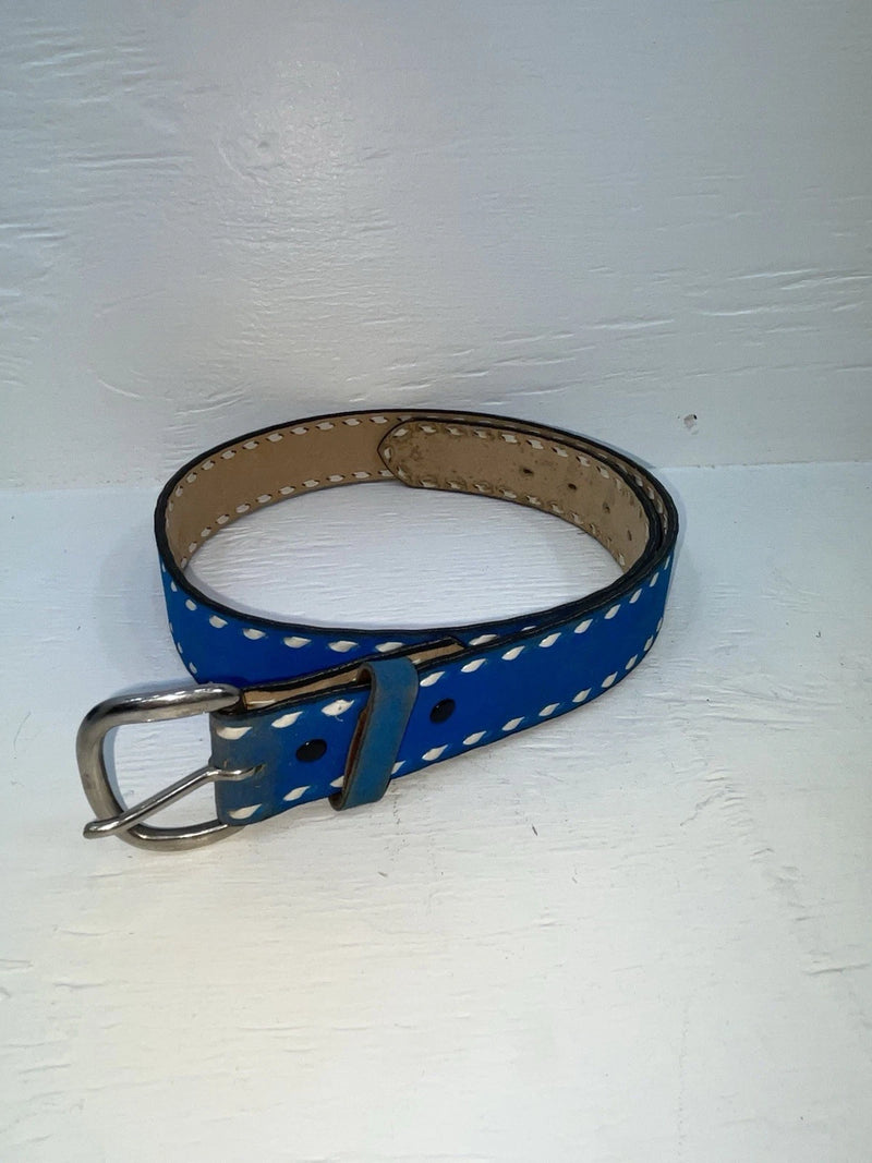 New Blue Genuine Leather Weaved 34” Belt #7030 Z-144