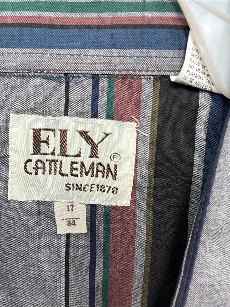 New Men’s ELY Cattleman Multiple Color Striped Long Sleeve Pearl Snap XL J-26