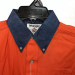 New Men’s Wrangler Orange Long Sleeve Button Up Small B-55