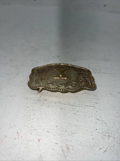 New Womens Western Productions Inc Gold “X” Belt Buckle. 38087 F-1