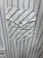 New Men’s ELY Cattleman White Stripe Like Short Sleeve Pearl Snap 3XL H-67