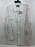 New Men’s White Horse White Stripe Western Long Sleeve Pearl Snap 2XL H-47