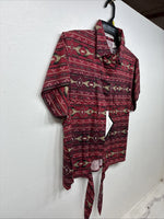 New Women’s Cumberland Red Design Short Sleeve Button Up Large MM-121